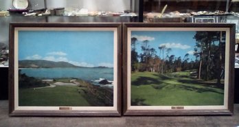 2 Hand Oil Colored On Canvas Framed Pictures - The 7th At Pebble Beach & The 12th At Spyglass Hill  DOF/CV4