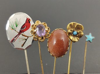 GROUP OF (5) VINTAGE STICK PINS