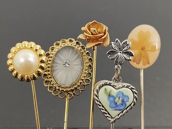 GROUP OF (5) VINTAGE STICK PINS