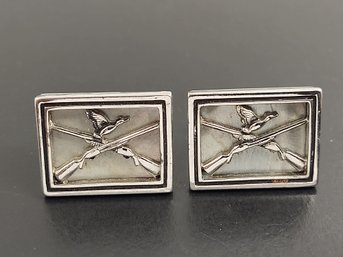 VINTAGE DUCK HUNTING CROSSED SHOTGUNS CUFFLINKS