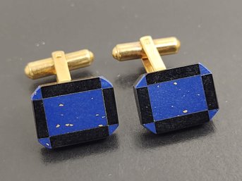 VINTAGE ONYX & LAPIS CUFFLINKS