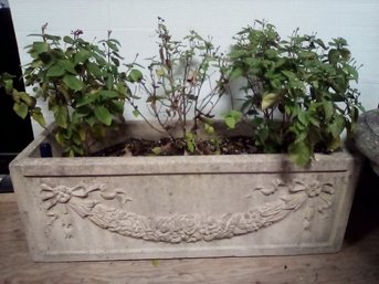 Large Decorative Cast Cement Planter 29 Inch - With 3 Bandolero Red Mounded Lantana Plants MP/Offc  #1 Of 2