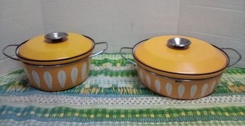 Cathrine Holm Vintage Enameled Lidded Matching Cookware With Handles  - Made In Norway  MP/D3