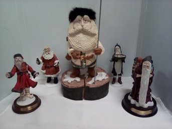 5 Vintage & Happy Santa Composite Statues 1996 Dennis Brown, Duncan Royale & Others   LyS/C3