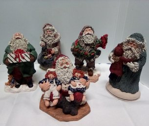 5 Vintage & Joyous Santa Figures Made By June McKenna .       LYS BasCV4