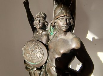 Large, Stunning Vintage/antique Bronze Double Figure Sculpture In A Classical Theme