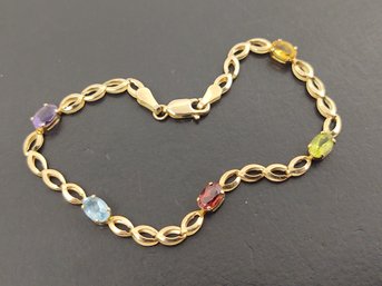 VINTAGE 14K GOLD MULTI GEMSTONE BRACELET