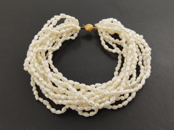 VINTAGE 14K GOLD MULTI STRAND RISE PEARL BRACELET