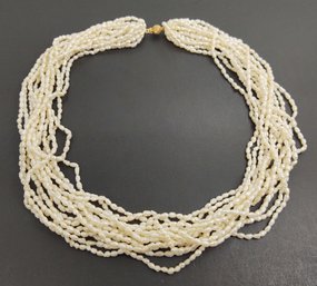 VINTAGE 14K GOLD MULTI STRAND RISE PEARL NECKLACE