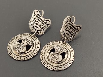 VINTAGE EQUADOR 900 SILVER FIGURE EARRINGS