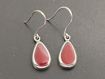 VINTAGE MEXICO STERLING SILVER RED JASPER EARRINGS