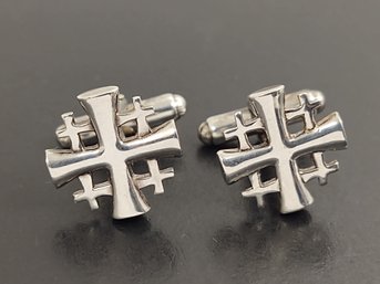 VINTAGE DESIGNER CYNTHIA GALE STERLING SILVER CROSS CUFFLINKS