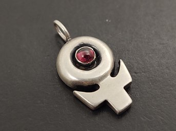 VINTAGE CAROLYN POLLACK STERLING SILVER GARNET PENDANT