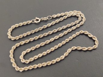 VINTAGE STERLING SILVER 3mm ROPE CHAIN NECKLACE