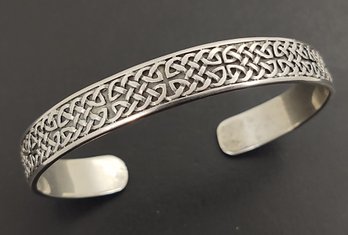 LARGE VINTAGE STERLING SILVER CELTIC KNOT DESIGN CUFF BRACELET