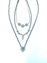 Trio Of Vintage/antique Rhinestone Necklaces