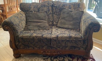 Paisley And Solid Wood Loveseat