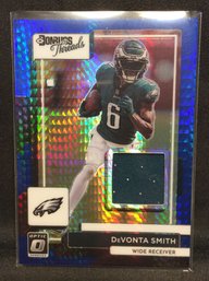 2022 Panini Donruss Optic Threads DeVonta Smith Jersey Relic Card - K