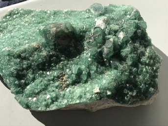 Natural Green Fluorite Crystal Cluster, 9 LB, 11 Inch By 6 1/2 Inch