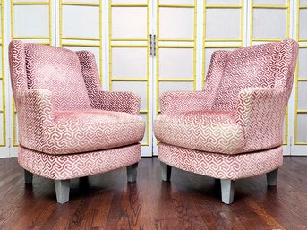 A Pair Of Modern Swivel Arm Chairs - With Legs!