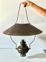 Hurricane Lamp With Wide Tin Shade