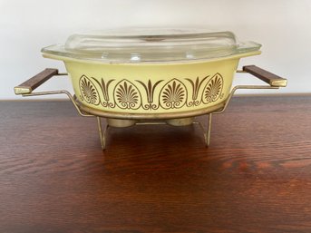 Vintage Pyrex Covered Casserole, Serving Dish With Warming Stand.