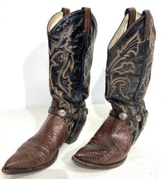 A PAIR Of LARRY MAHAN Cowboy Boots Leather Size 9.5