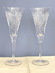 Waterford Crystal Millenium Series Five Toast's- HAPPINESS Fluted Champagne Pair- Lot 4