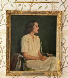 A Vintage Oil On Board Society Portrait, C. 1940's By Albert Herter (American 1871-1950).