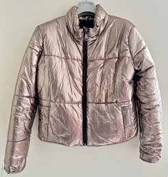David Lerner New York Bella Metallic Crop Puffer Jacket, Freshly Dry Cleaned, Size Large (Runs Small)
