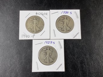 3 Standing Liberty Half Dollars Dated 1920 S, 1923 S, 1940 (90 Percent Silver)