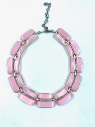 Vintage Signed Lisner Pink Thermostat Lucite Necklace