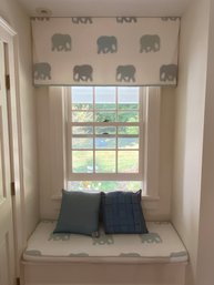 Large Elephant Print Upholstery Custom Made Bench Cushion Matching Valance