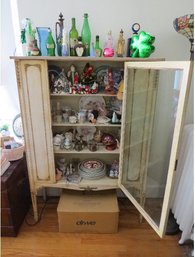 Contents Of French Country White One Door China Cabinet - 4 Shelves Full