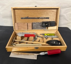 Vintage X-Acto Knives, Tools, Blades, & Planes!  Wood Dovetailed Box. PD - B2