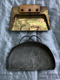 Lot Of 2 Antique Crumb Pans / Dustpan / Scoop - Beacon Silver Co. Taunton MA - 1800s