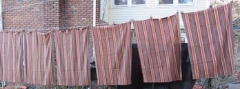 Set Of 6 Striped Cotton Window Curtains