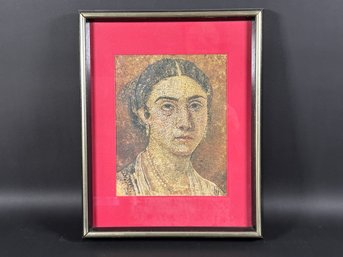 Vintage Mosaic Print, Female Portrait, From Pompei