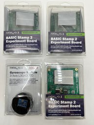 3 New In Box Parallax Microcontrollers, Basic Stamp 2 Experiment Boards & Gyroscope Module