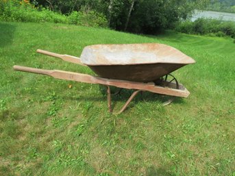 Vintage Wood Handle Wheel Barrow