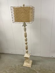 Shabby Chic Floor Lamp With Cage Wrapped Shade