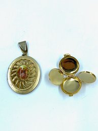 Pair Of Vintage Goldtone Locket Pendants