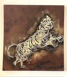 Curated Directly From The Alton S. Tobey Collection-'Leaping Cat' 8/29/79 Relief Painted For His Daughter Judy