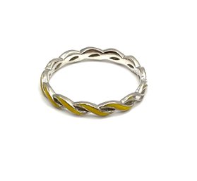 Sterling Silver Yellow Painted Twisted Ring, Size 9.75