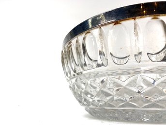 Thumbprint Dimpled Crystal Bowl With Silver Plated Rim