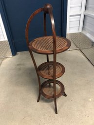 3 Tier Cane And Wood Edwardian Cake Stand