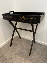 Floral Wooden Tray With Stand