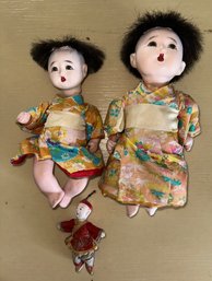 Lot Of 3 Vintage Asian Dolls