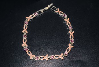 Avon Bracelet W Pink Crystal Stones