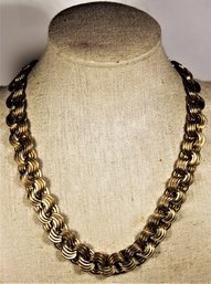 Signed Monet Gold Tone Choker Necklace 16' Long